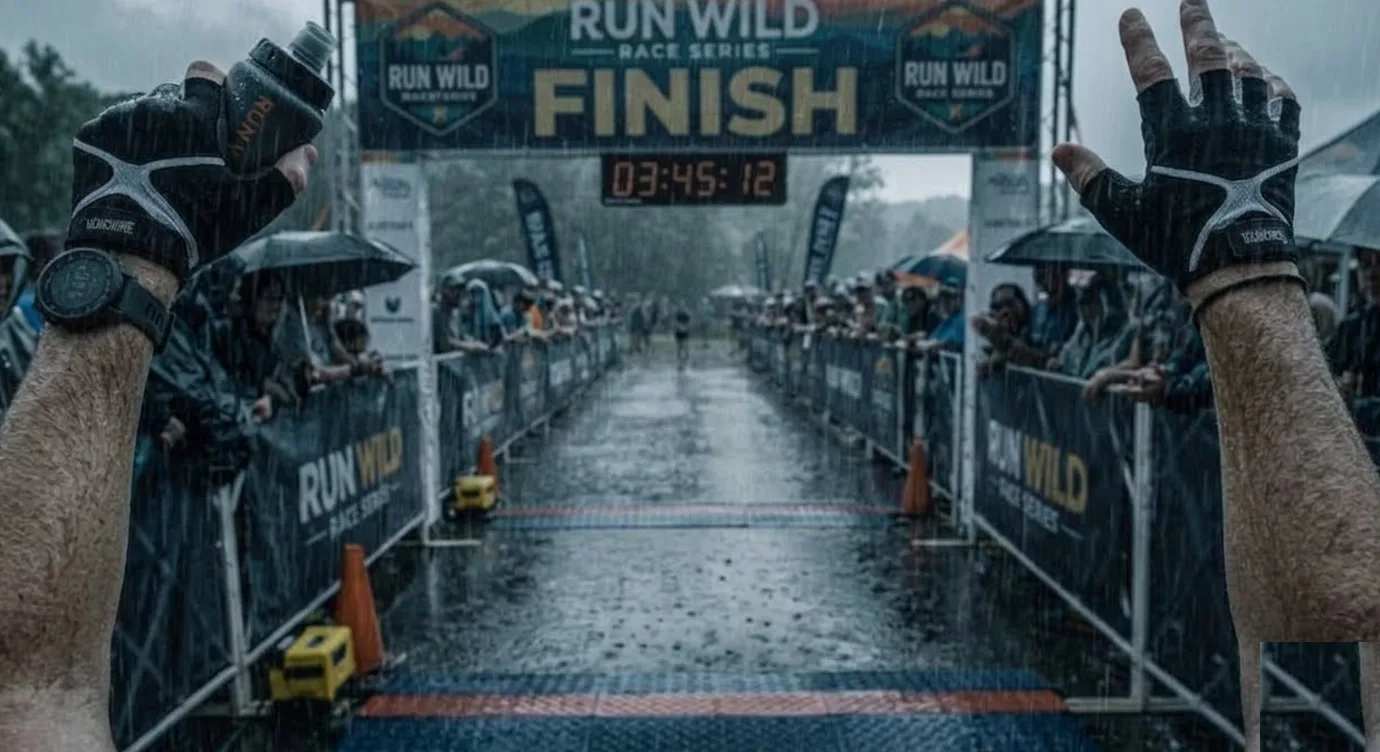 A rainy, silent finish line